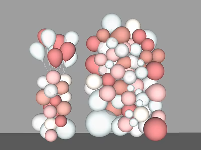Festive Decorative Balloon Arrangement With Pink White And Pastel Colors 3d model
