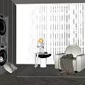 Modern Single Sofa Lazy Sofa 3d model