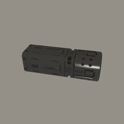 Black Industrial Device Enclosure With Multiple Ports And Heat Dissipation Holes 3d model