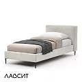 Modern Upholstered Double Bed With Gray Headboard Black Legs And Neutral Bedding