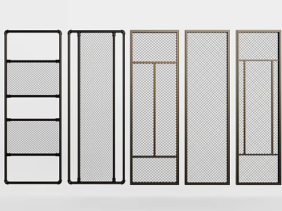 Modern Metal Frame Room Dividers With Various Grid And Panel Designs For Interior Decoration 3d model