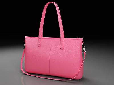 Pink Leather Tote Bag with Structured Design Adjustable Shoulder Strap Fashionable Daily Use Accessory 3d model