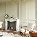 Cozy Living Room Interior With White Sofa Two Armchairs Glass Coffee Table And Yellow Curtains