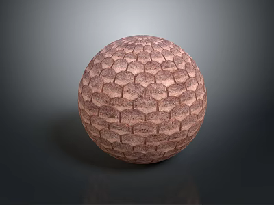 Architectural Sphere With Honeycomb Brick Texture And Reddish Brown Surface Design 3d model