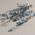 Industrial Plant Layout With Machinery Pipelines Conveyor Belts And Storage Facilities