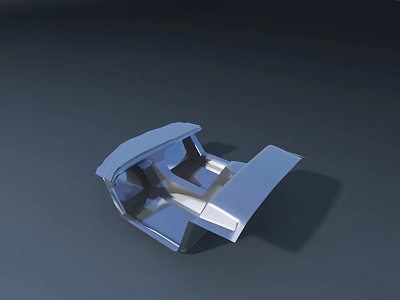 Silver Convertible Car Body Frame With Open Top And Sleek Design 3d model
