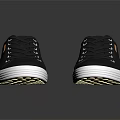 Black Lace Up Casual Sneakers With White Soles And Orange Accents Stylish Design
