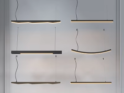 Modern Minimalist Pendant Lights With Various Shapes On White Background 3d model