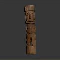 Standing Wooden Human Figure Sculpture Carving with Intricate Facial and Body Details