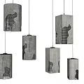 Modern Concrete Cylindrical Pendant Lights With Perforated Design And Light Shadow 3d model