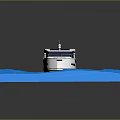 3D Model Of A Modern Yacht Floating On Blue Water