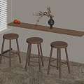 Modern Bar Stool Fruit Plate 3d model