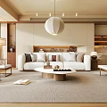 New Chinese Style Living Room New Chinese Style Combination Sofa Coffee Table New Chinese Style Sofa Background Wall Floor Lamp Spherical Chandelier Sideboard 3d model