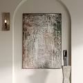 Modern Interior Decor with Abstract Painting Wall Lamp and Sculpture