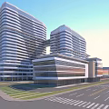 Modern Hospital Building Design With Glass Facade High Rise And Green Landscape