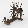 Vintage Wooden Industrial Equipment With Traditional Mechanical Spinning Wheel Design