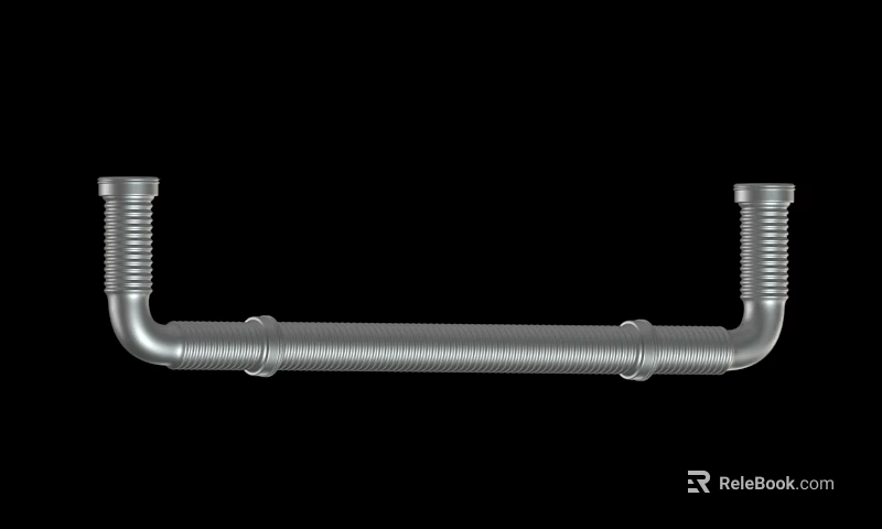 High Quality Metal Threaded Curved Pipe Structure With Smooth Silver Surface Design 3d model 