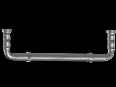 High Quality Metal Threaded Curved Pipe Structure With Smooth Silver Surface Design 3d model