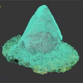 Large Natural Rock Surrounded by Lush Green Moss on Dark Background
