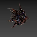 Abstract Intricate Sculpture With Metallic Spikes And Iridescent Finish On Dark Background
