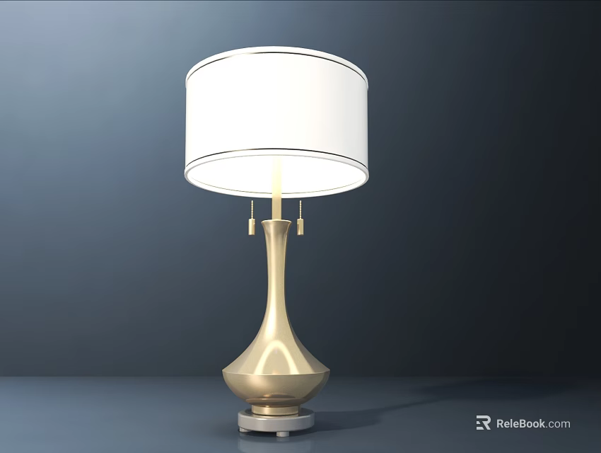 Elegant Modern Table Lamp With Gold Base And White Lampshade Design 3d model 
