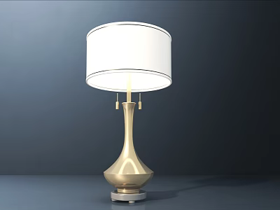Elegant Modern Table Lamp With Gold Base And White Lampshade Design 3d model