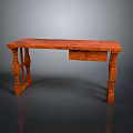 Wooden Functional Desk With Carved Legs And Single Drawer For Home Study Use