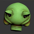 Artistic Green Pig Head Sculpture With Large Eyes And Open Mouth