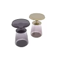 Elegant Modern Side Table With Gold Base And Textured Glass Top 3d model