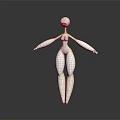 White Humanoid Game and Movie Character With Slender Proportions Extended Limbs Dark Background Reflective Surface