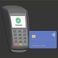 Computer Based Payment Terminal With Contactless Credit Card Checked Transaction Display Screen 3d model