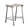 Modern Bar Stool With Stainless Steel Frame And Beige Leather Seat