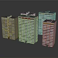 Urban Residential High Rise Buildings With Colorful Balconies Modern Design And Window Arrangements