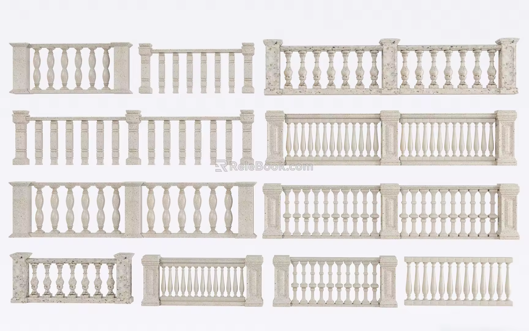 European Style Balcony Railing Stone Railing Stone Railing Stone Railing Fence Guardrail Aquarius Pillar 3d model