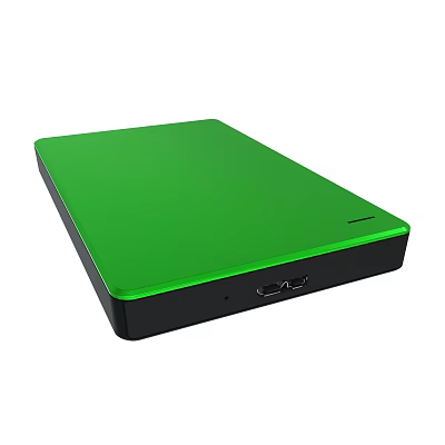 Portable Green External Hard Drive With Black Base And USB Interface 3d model