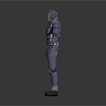 Futuristic Game and Movie Character in Blue and Gray Armor 3D Model Design