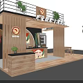 Laojin Mofang Exhibition Booth Display With Simple Style Wooden Structure Green Plants And Tables