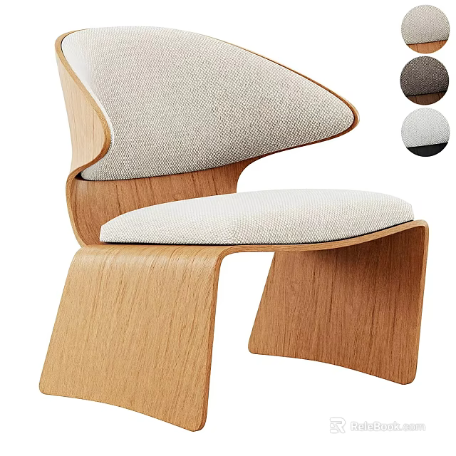 Modern Wooden Frame Armchair with Upholstered Seat and Backrest Color Options 3d model 