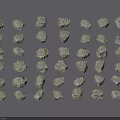 Natural Stone And Wood Decorative Pieces Arranged Neatly In Multiple Rows With Varied Sizes