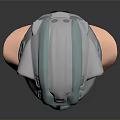 Light Blue Tactical Helmet With Purple Goggles And Circular Components On Mannequin Head Dark Background