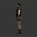 3D Character Model In Tactical Vest Short Sleeve Shirt Cargo Pants Black Gloves Military Boots