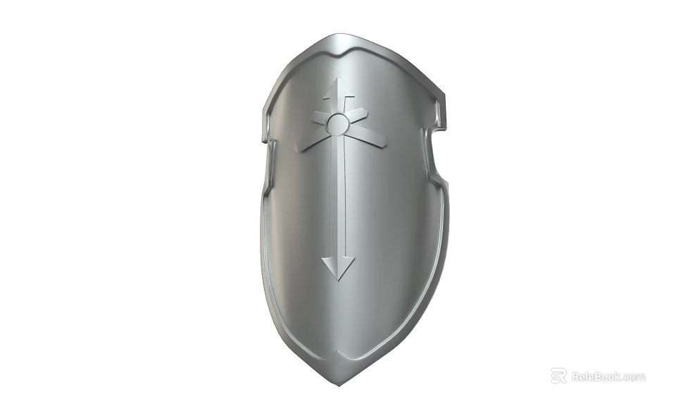Weapon Shield Design With Silver Surface Cross And Arrow Decorative Details 3d model