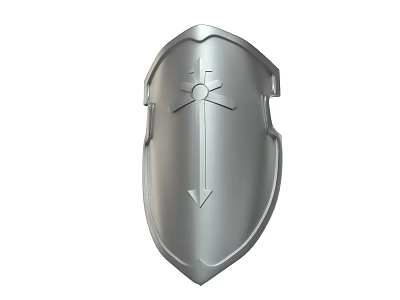 Weapon Shield Design With Silver Surface Cross And Arrow Decorative Details 3d model