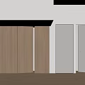 Modern Interior With Wooden Cabinets And Glass Doors On Wooden Flooring