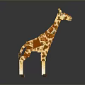Handmade Giraffe Wooden Puzzle Model Standing On White Base Against Dark Background