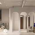 Minimalist Modern Clothing Store Interior Design With Arched Doorways Open Layout And Clothing Racks