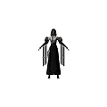 Traditional Female Character In White Top And Black Skirt With Gold Decorative Accents