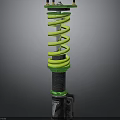 Car Shock Absorber With Green Coil Spring And Black Base Mount Automotive Part