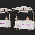 HONEY CITRON Photo Check in Spot With White Food Carts Golden Frames Umbrellas And Women In White Dresses