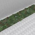Lush Green Plant Wall With Diverse Foliage Against Grey Wall And Textured Floor